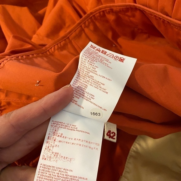 Marni Women’s Button Back A-Line Dress Orange Size 42 Gathered Waist Midi Dress - Picture 7 of 11